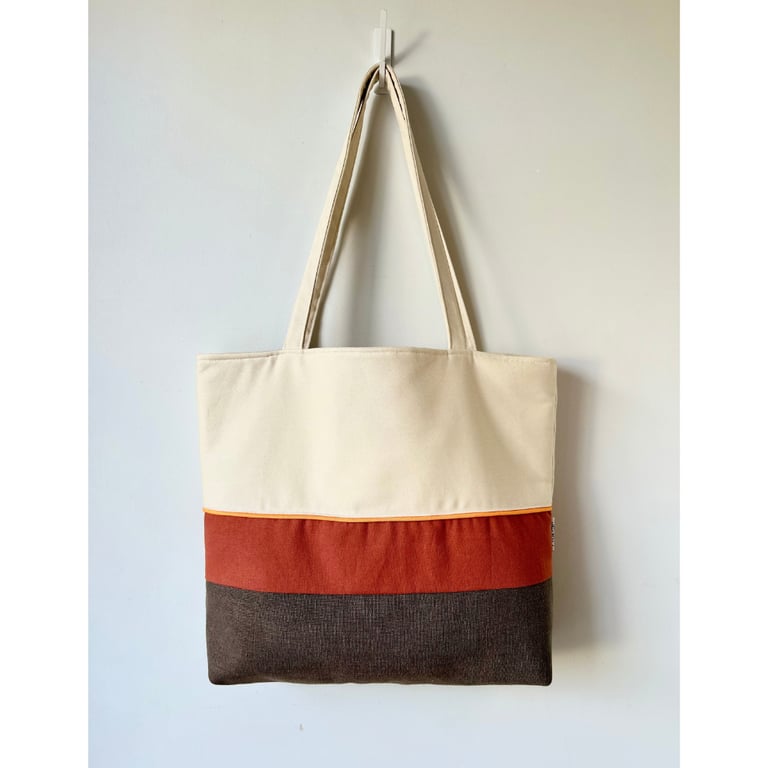 Colour Block Tote Bag - Copper Canopy, Handmade in Bristol