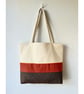 Colour Block Tote Bag - Copper Canopy, Handmade in Bristol
