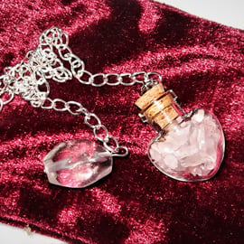 Rose Quartz Pendulum and Velvet Pouch. Free UK Postage.