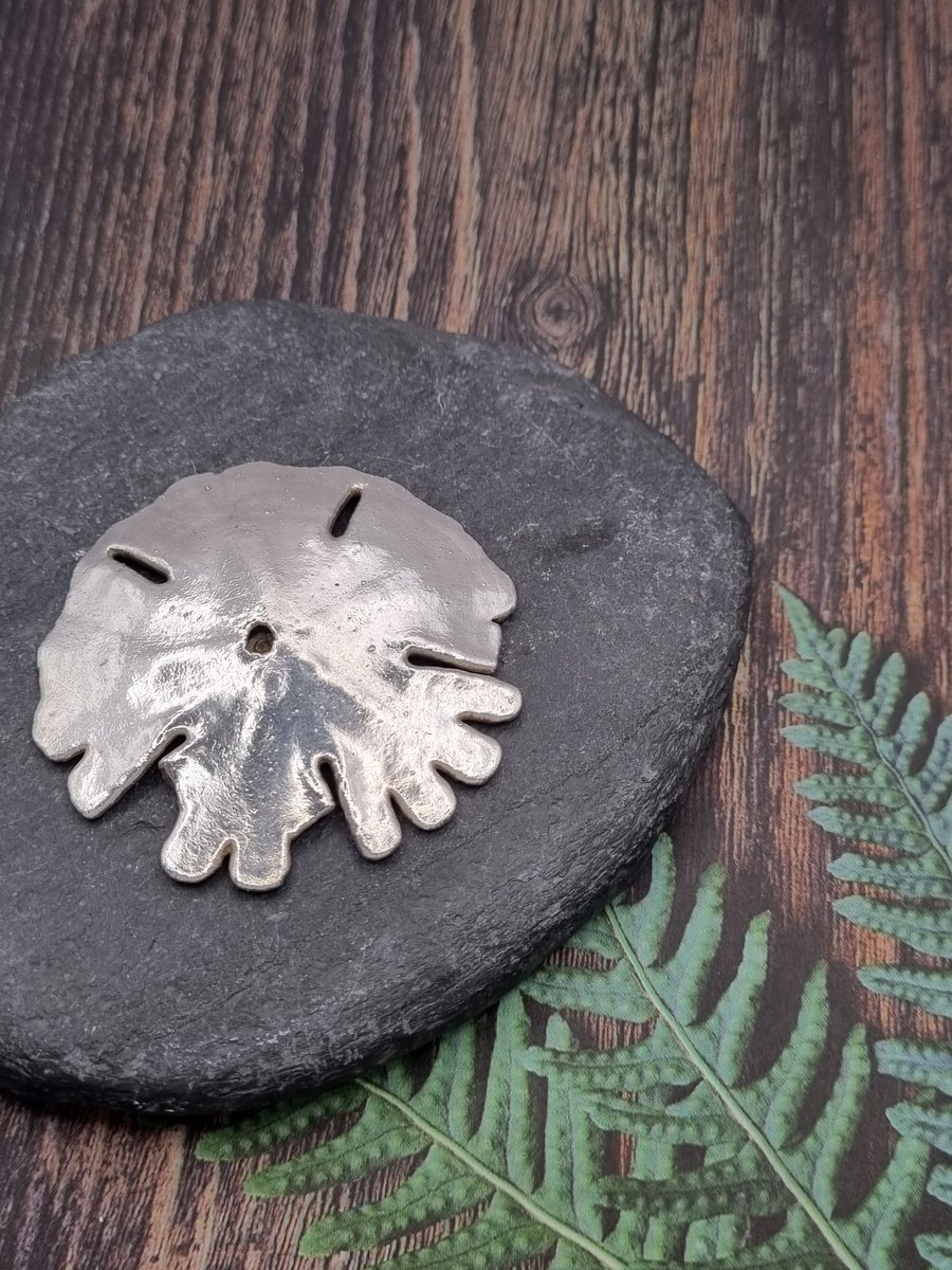 Real sand dollar seashell preserved in silver, beautiful ornament 