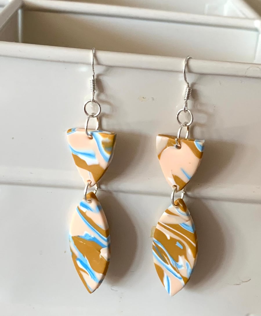 Unique contemporary polymer clay lightweight dangle earrings 