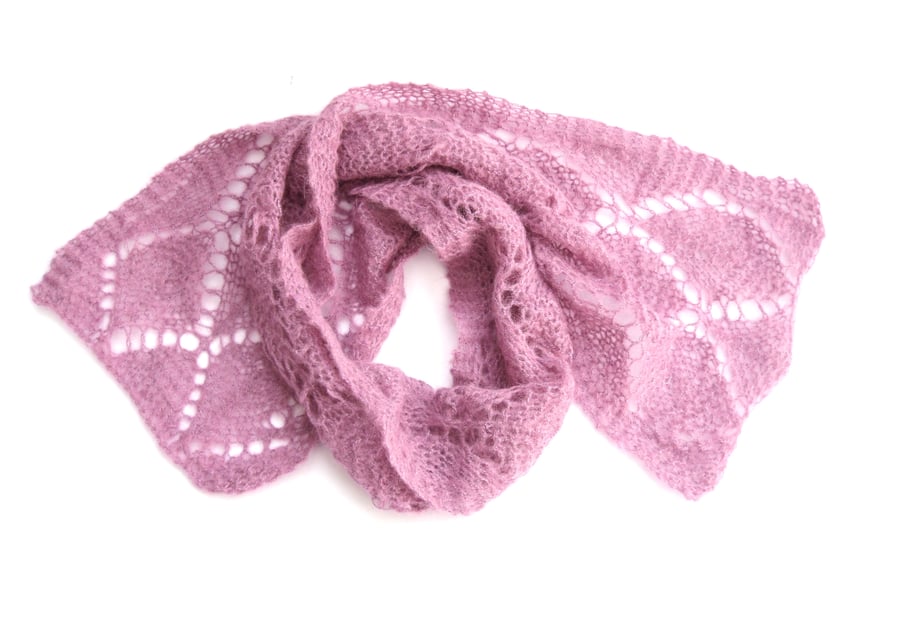 Pink mohair lace scarf 