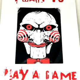 I Want To Play A Game - Saw themed hand-made mounted papercut