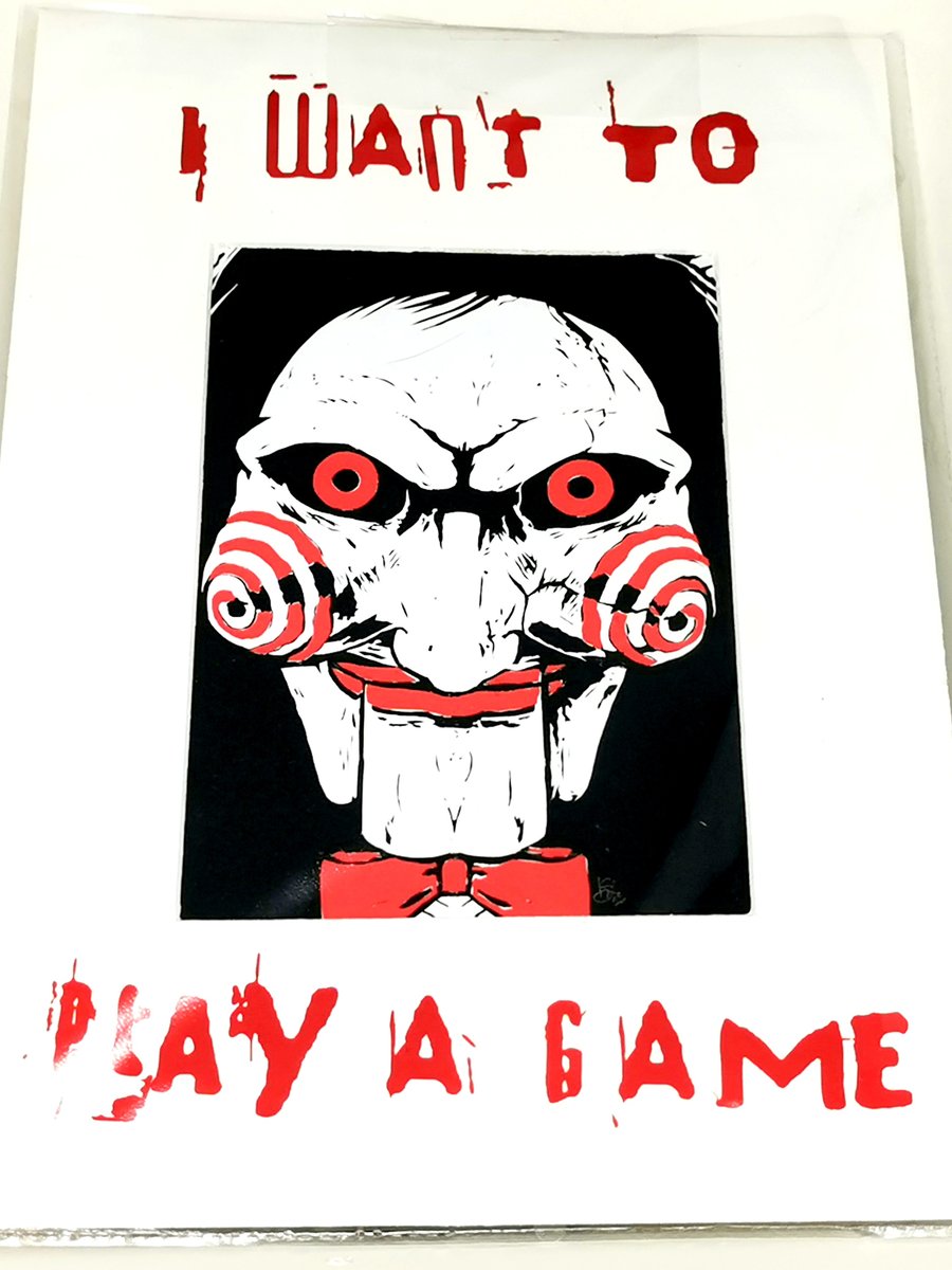 I Want To Play A Game - Saw themed hand-made mounted papercut