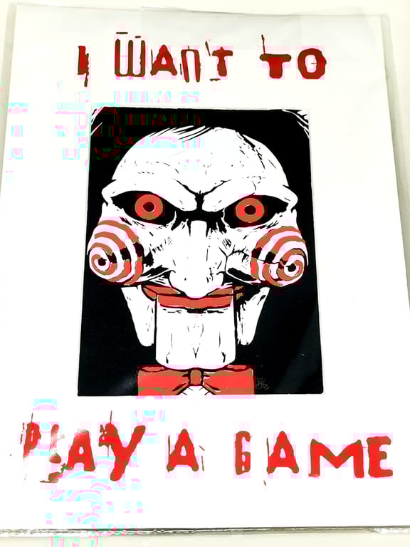 I Want To Play A Game - Saw themed hand-made mounted papercut