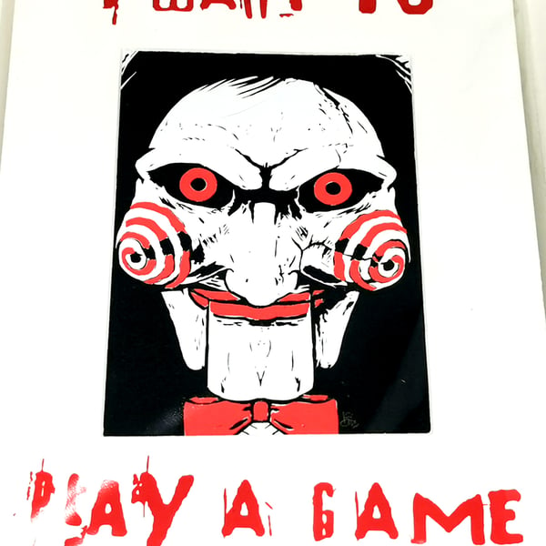 I Want To Play A Game - Saw themed hand-made mounted papercut