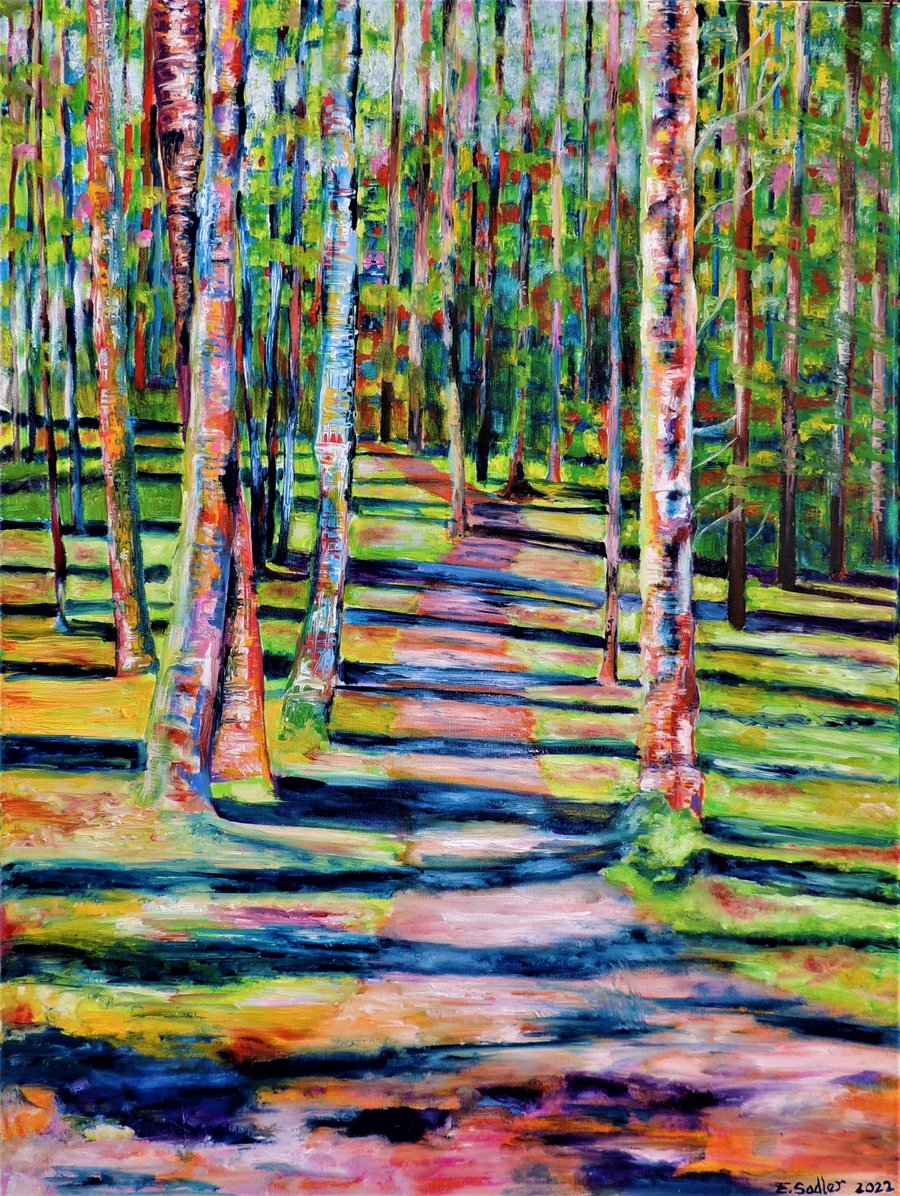 Woodland Landscape Painting  Forest Scene Impressionist Original Art