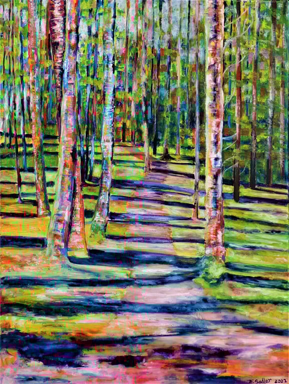 Woodland Landscape Painting  Forest Scene Impressionist Original Art