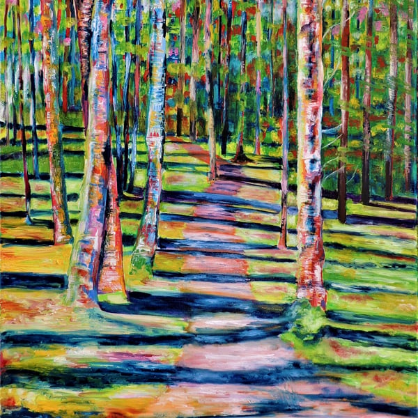 Woodland Landscape Painting  Forest Scene Impressionist Original Art