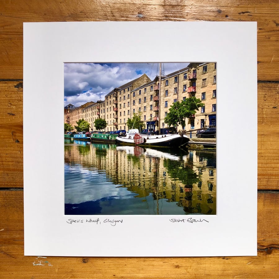 ‘Speirs Wharf’ signed square mounted print 30 x 30cm FREE DELIVERY