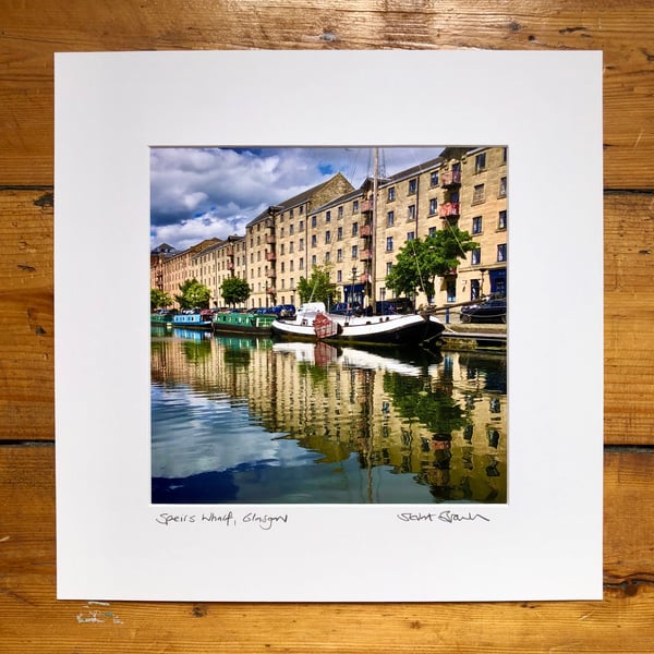 ‘Speirs Wharf’ signed square mounted print 30 x 30cm FREE DELIVERY