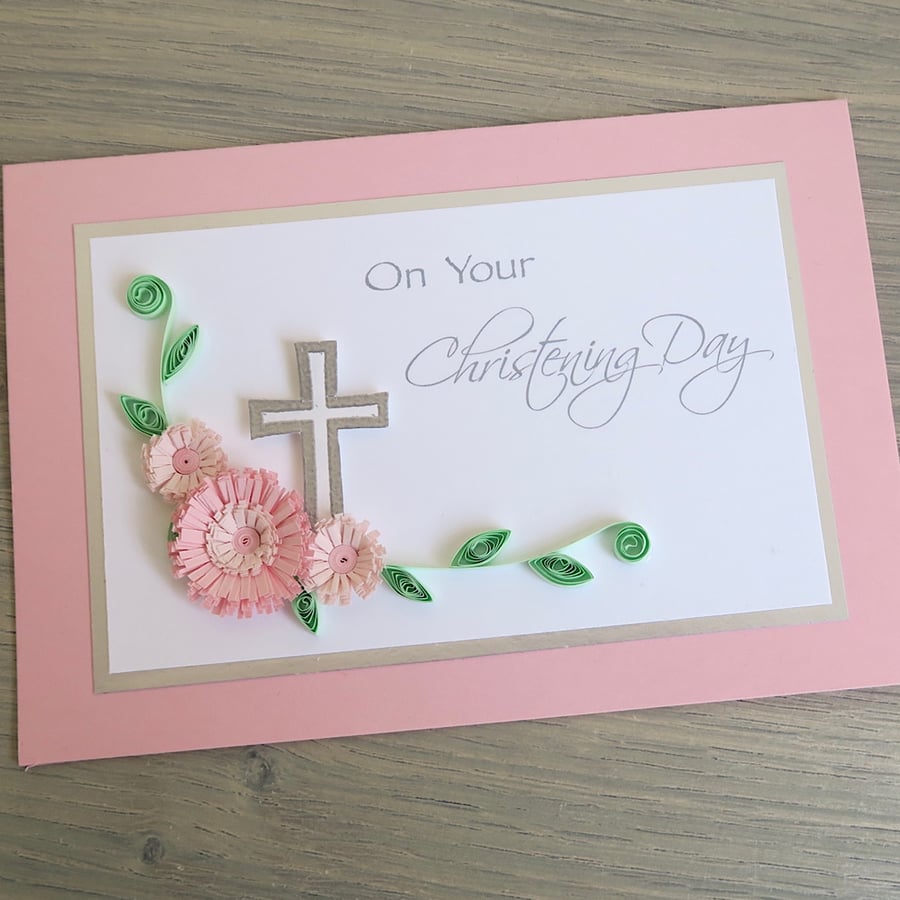 Handmade On Your Christening Day card for baby girl