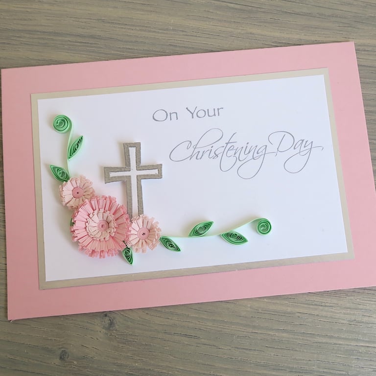 Handmade On Your Christening Day card for baby girl