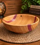 Oak, Purple heart & Lacewood Shallow Bowl, handturned bowl , decorative dish