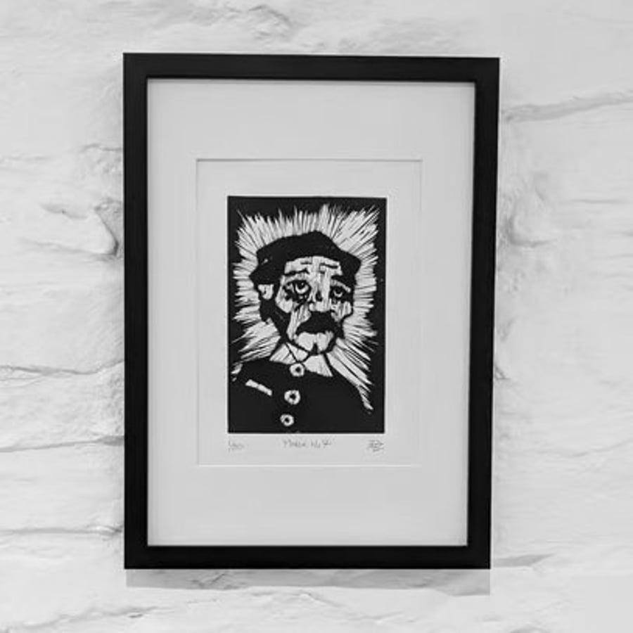 Miner No7 - Welsh Lino Print - Original Limited Edition