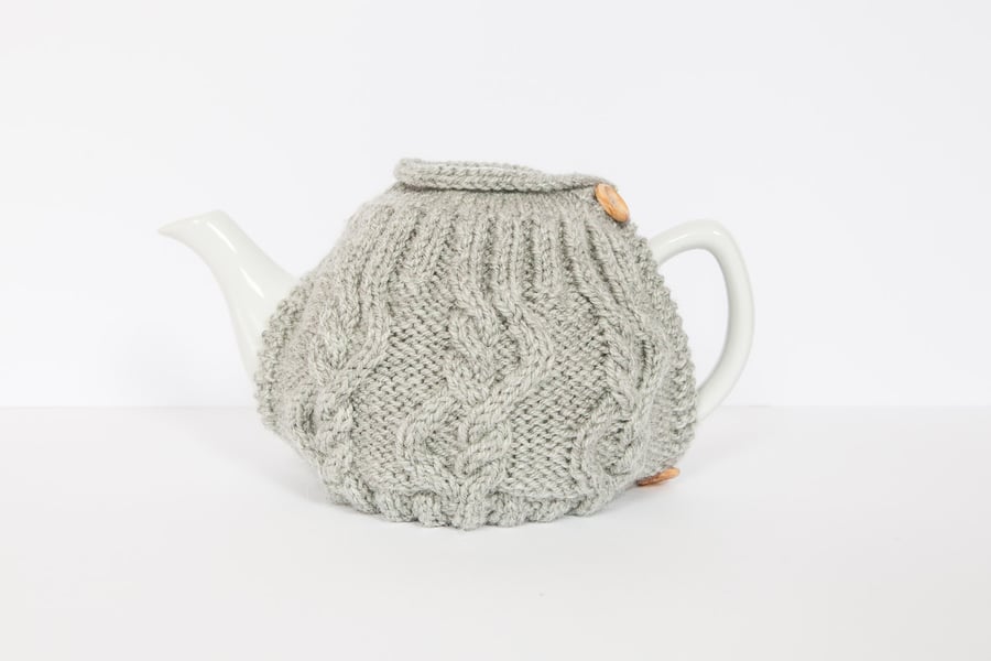 Light Grey hand knitted tea cosy - Teapot cosy - Tea lover's gift