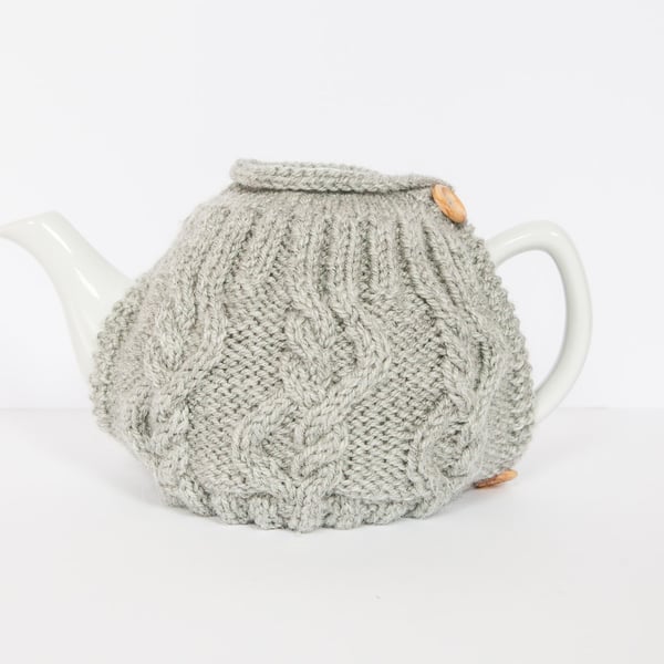 Light Grey hand knitted tea cosy - Teapot cosy - Tea lover's gift