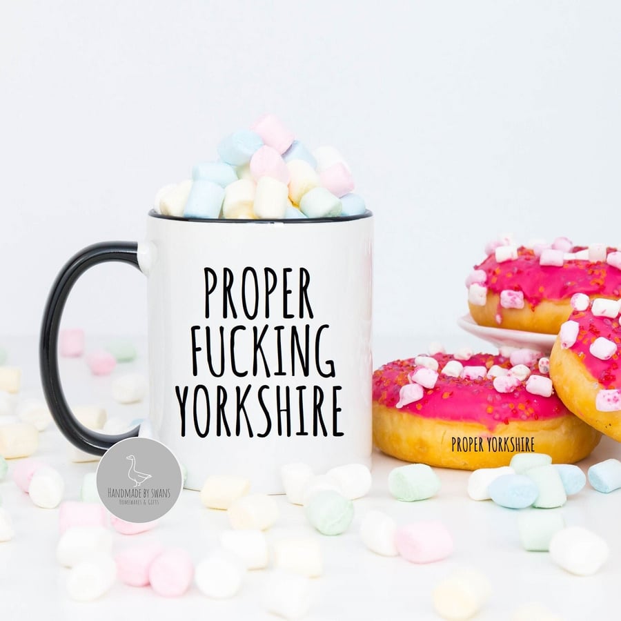Rude Yorkshire mug, Proper fcking yorkshire, gift for him, gift for yorkshireman