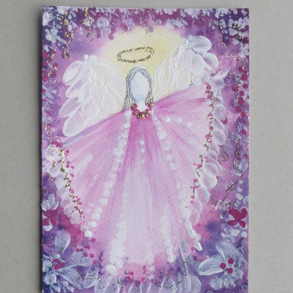 original art angel mixed media painting ( ref f 830 PN G8 )