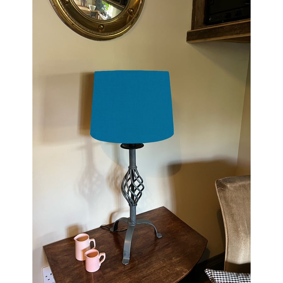 Teal cotton french drum lampshade, empire lampshade, teal blue cotton empire 