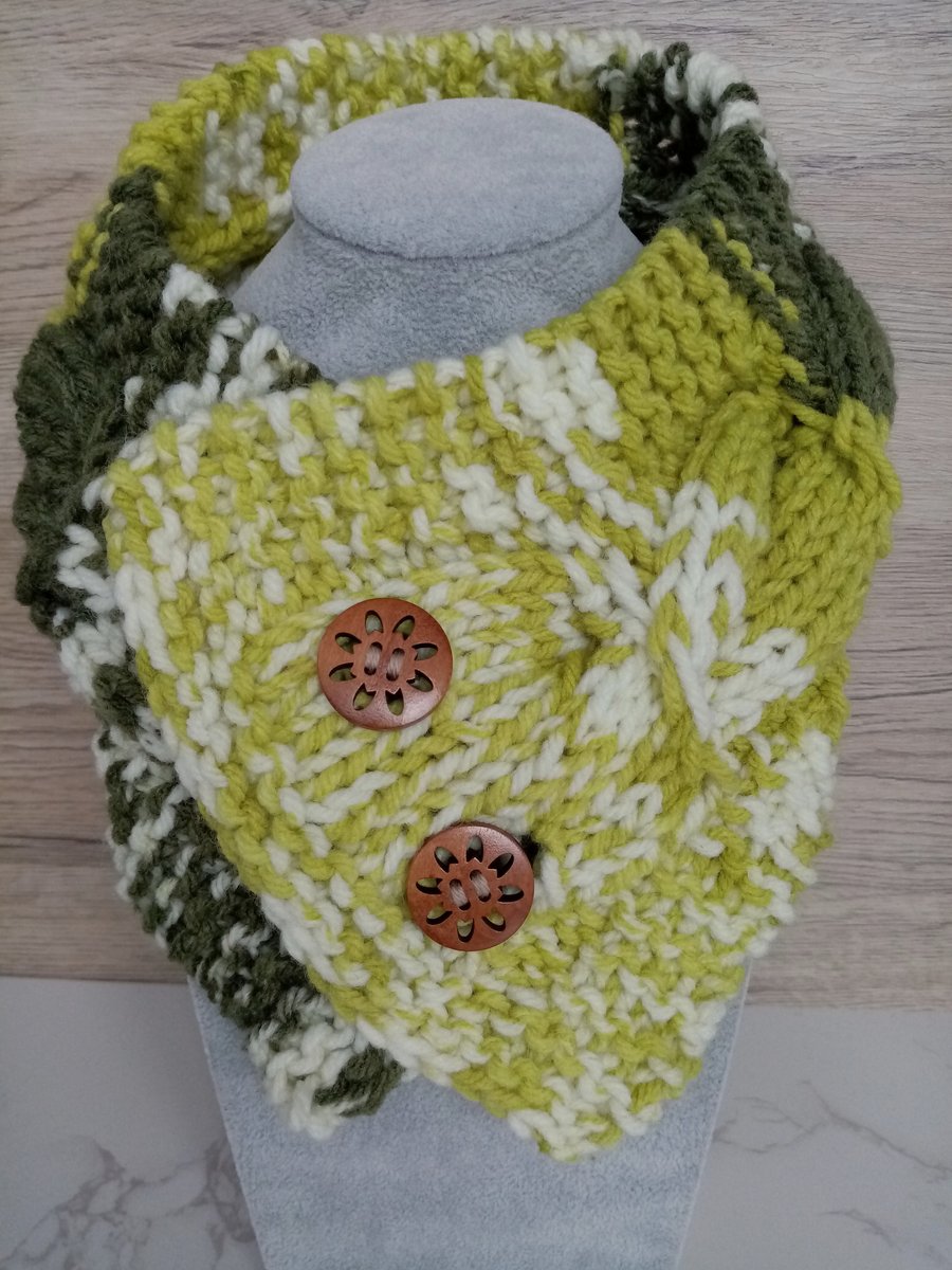 Cable Knit Neck Warmer Fair Isle Style 