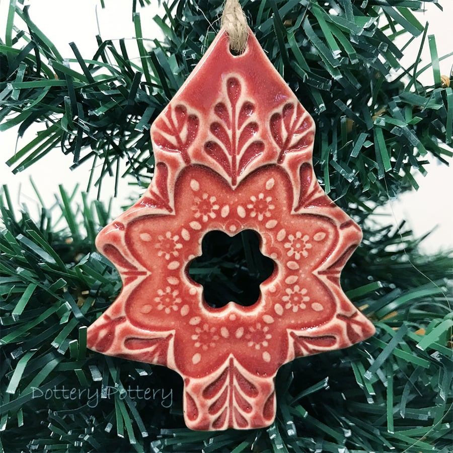Red Ceramic Christmas tree decoration