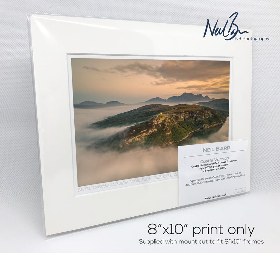Ben Loyal, Castle Varrich & Kyle of Tongue - A5 (10" x 8") Unframed Print