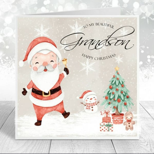 Cute Grandson Christmas card, Granddaughter card, son or Daughter Christmas card