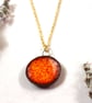 Handmade Bright Orange Ceramic Necklace, Gold Chain, Colourful Glazed Clay Penda - Image 1