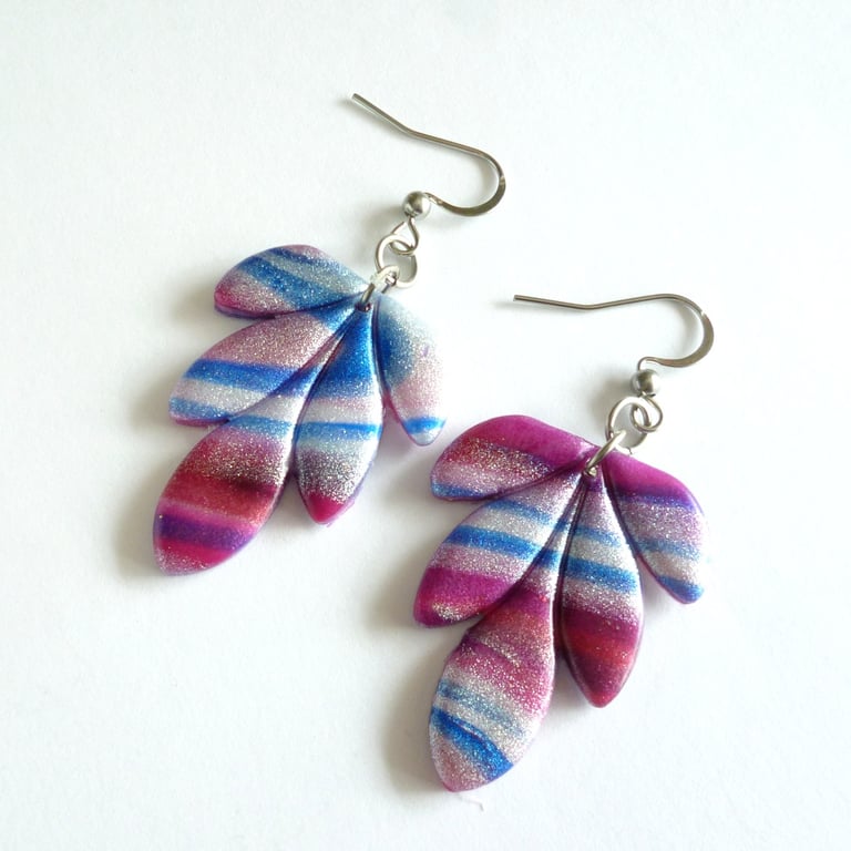 Winter Berry Leaf Polymer Clay Earrings