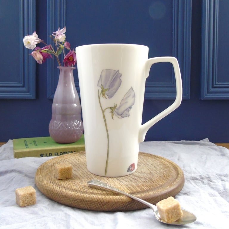 Summer Flowers Fine Bone China Tall Latte Mug 