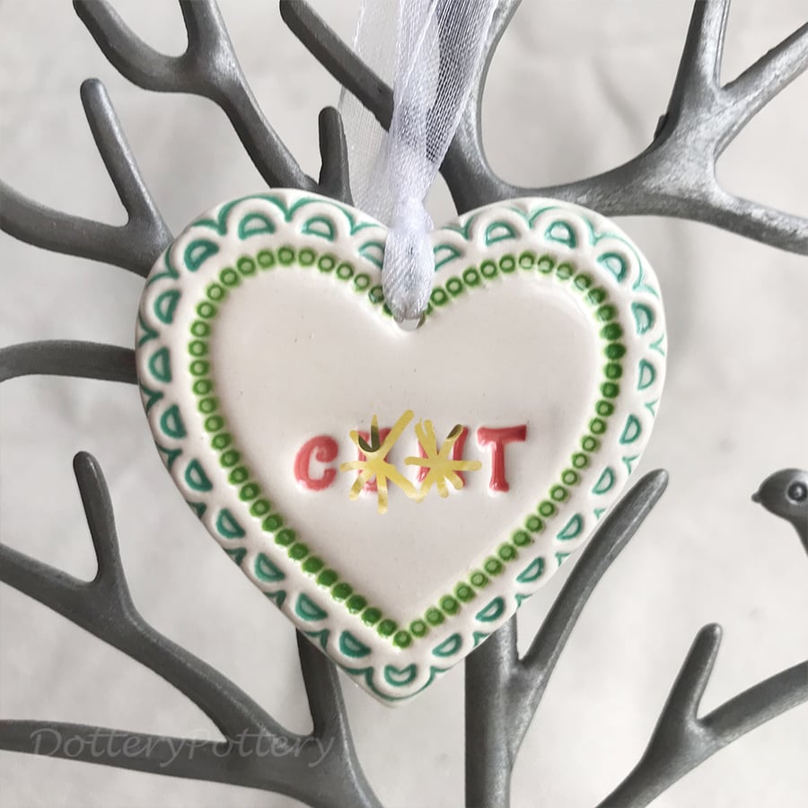 Small Ceramic heart decoration Swear words 
