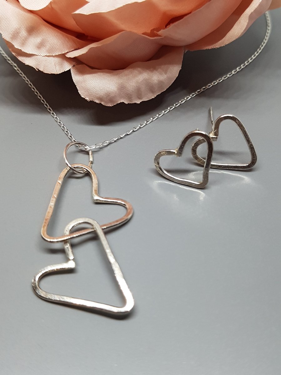 Matching Sterling Silver Heart Earrings and Pendant.