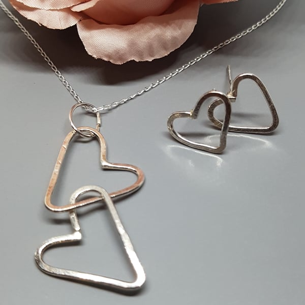 Matching Sterling Silver Heart Earrings and Pendant.