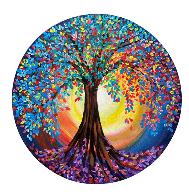 Tree of Life Multi-Colour Original Painting 30cm