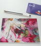 original abstract floral painting handmade postcard 