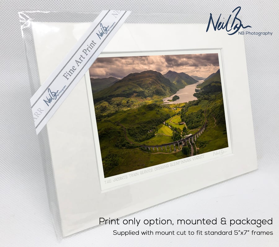 Jacobite Train and Glenfinnan Viaduct Scotland - A6 (7" x 5") Unframed Print