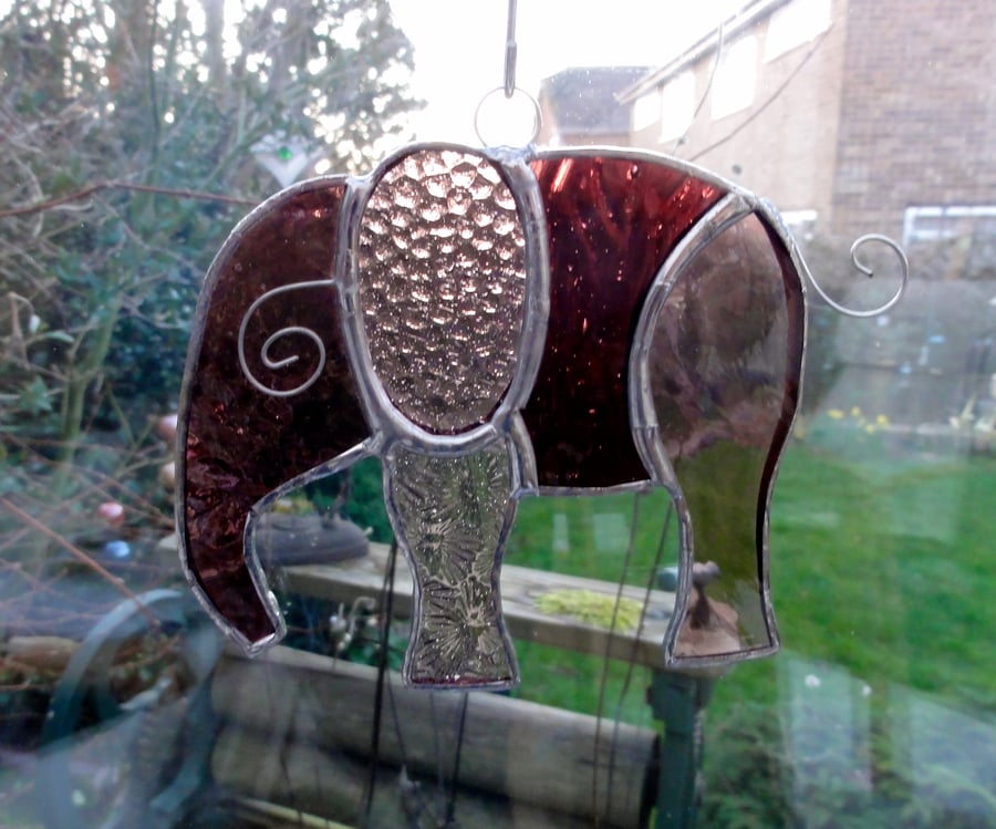 Stained Glass Elephant Suncatcher 
