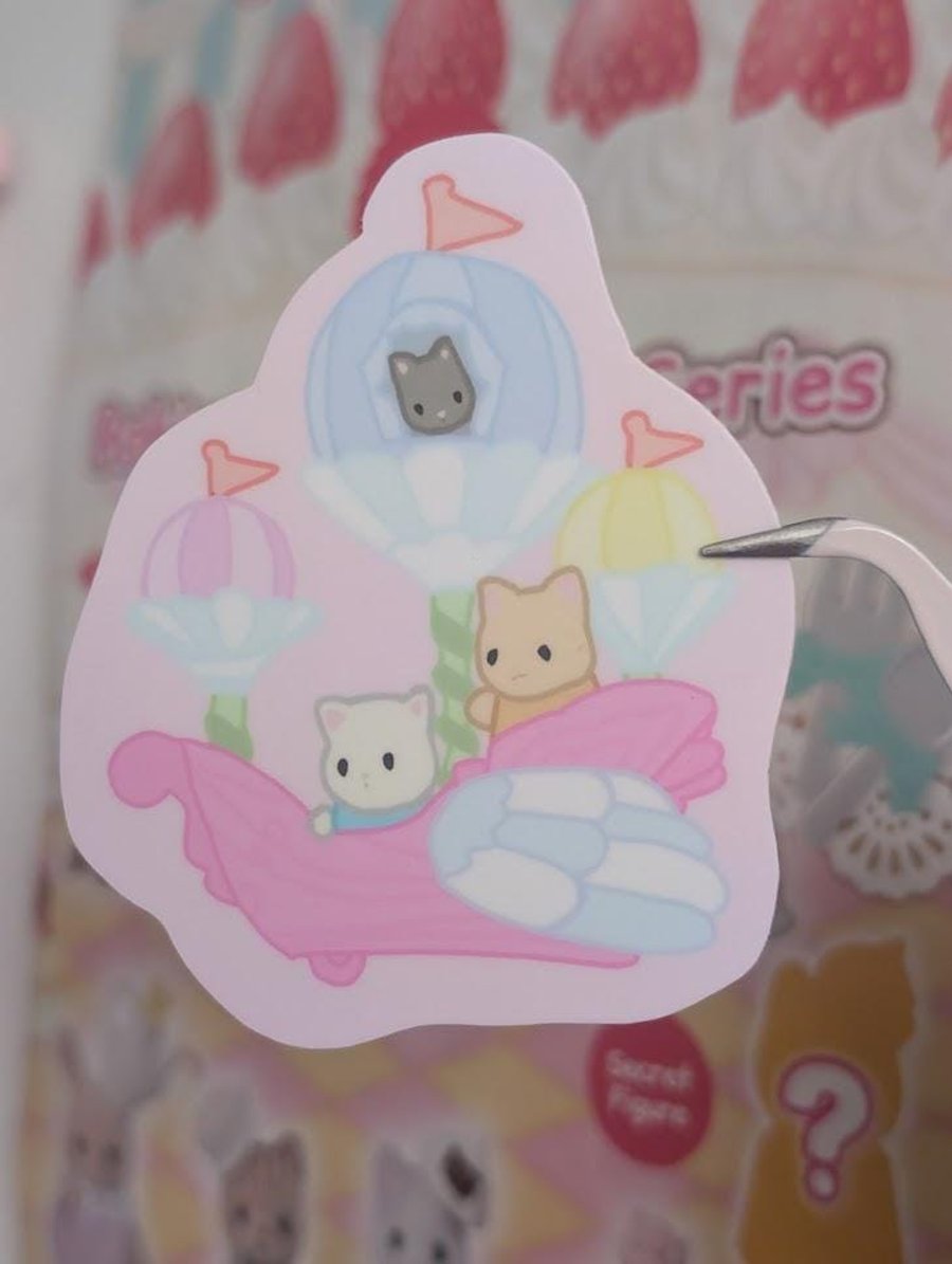 Pink Baby Animal Airship Sticker - Size: 2.61" x 2.95"
