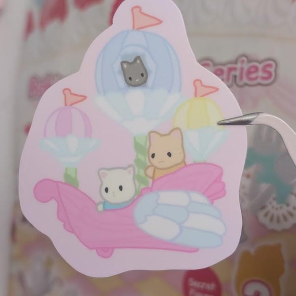 Pink Baby Animal Airship Sticker - Size: 2.61" x 2.95"