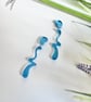 Blue Acrylic Squiggle Anstract Earrings - Image 5