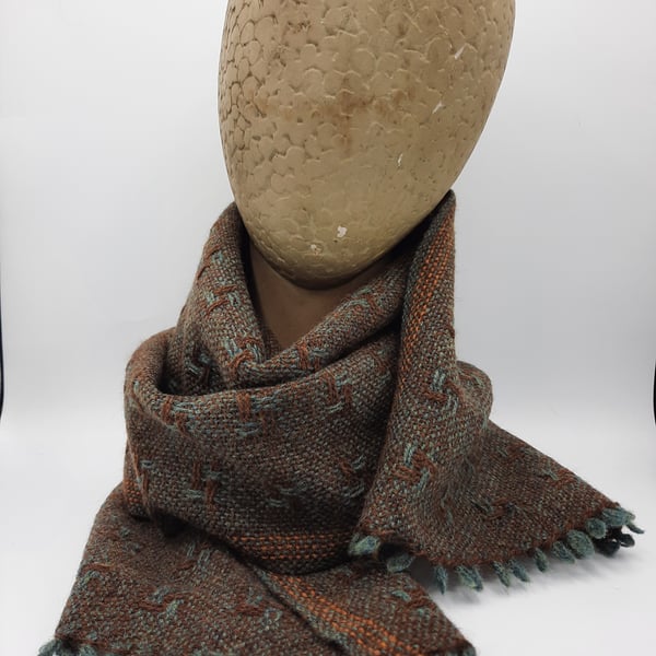 Lush two-tone textured lambswool scarf – Verdigris