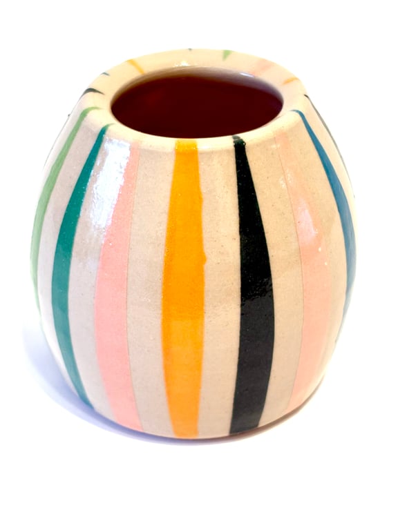STRIPEY CERAMIC STONEWARE POT