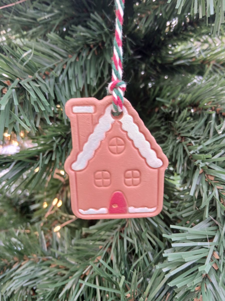 Gingerbread House Terracotta Christmas Decoration Tree Ornament
