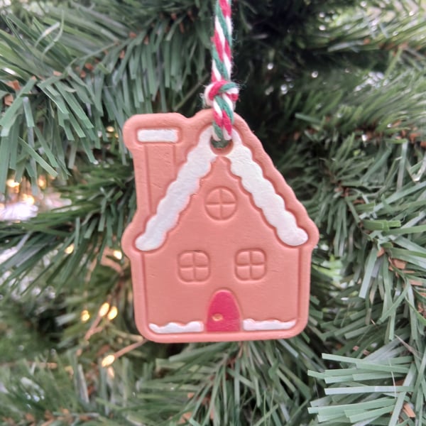 Gingerbread House Terracotta Christmas Decoration Tree Ornament