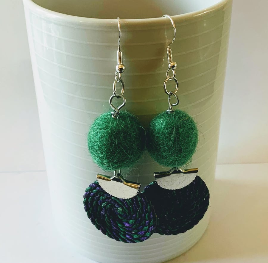 Merino wool ball earrings