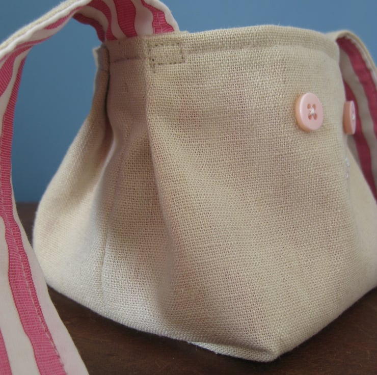 Linen bunny Easter fabric basket - Folksy