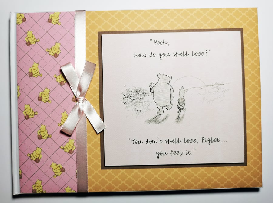 Classic Winnie the Pooh girl baby shower guest book, baby shower gift