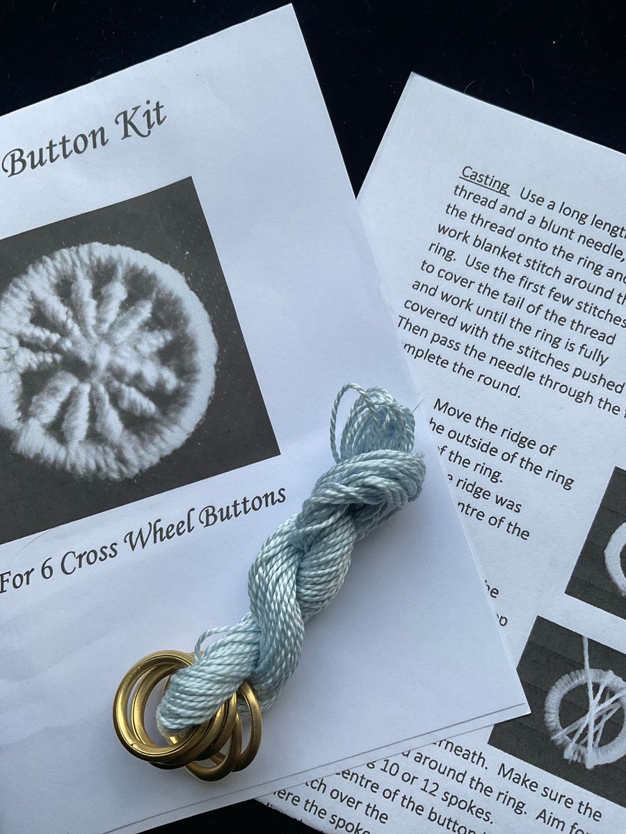 Kit to Make 6 x Dorset Cross Wheel Buttons, Pale Blue