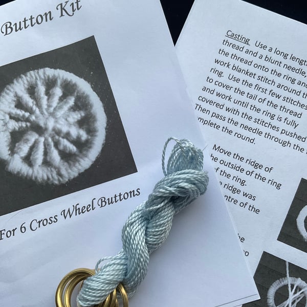 Kit to Make 6 x Dorset Cross Wheel Buttons, Pale Blue